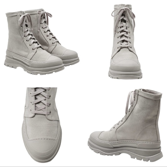 Free People Camp Out womens canvas lace up military boot in Dove Grey size 8 - Picture 14 of 15